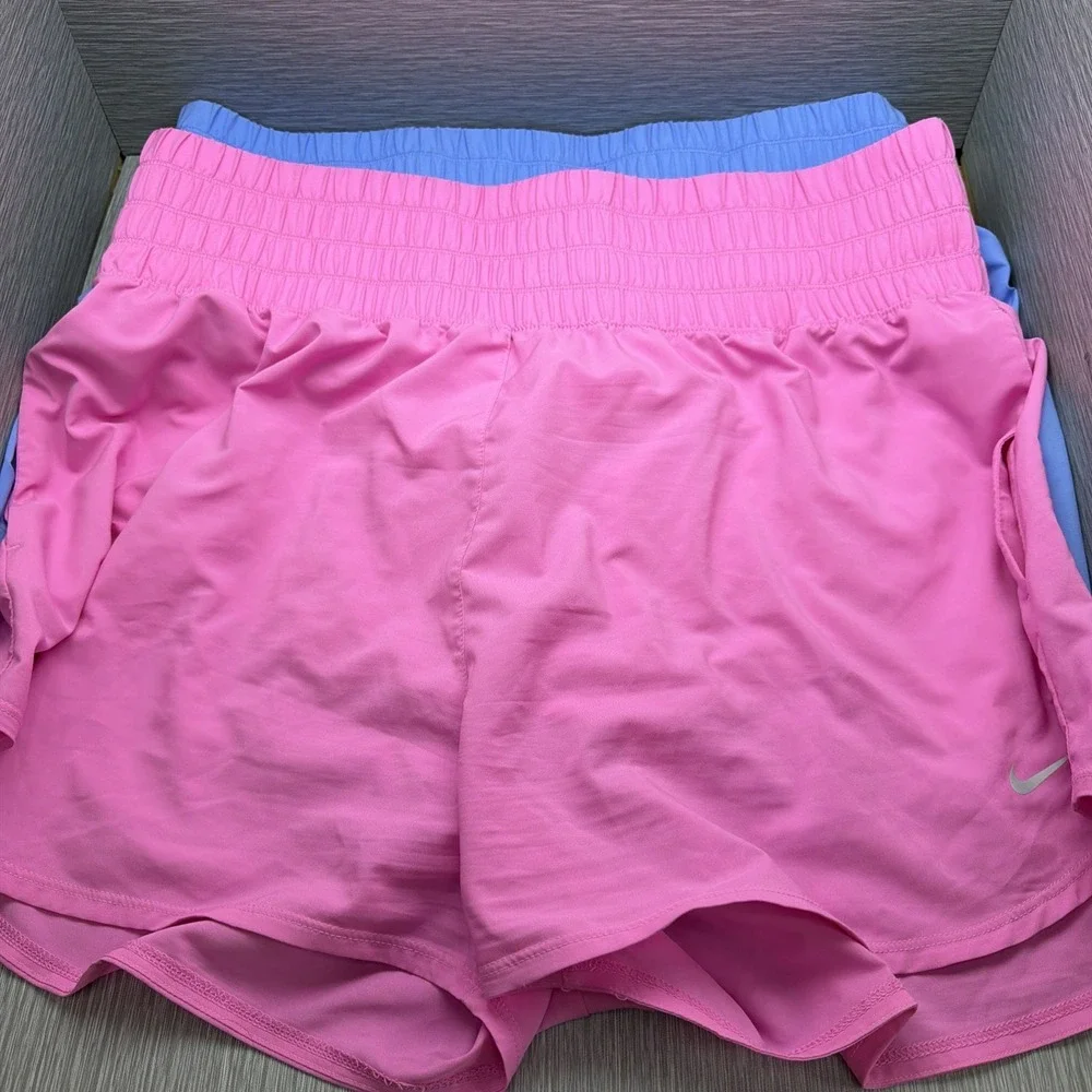 Nike Dri-FIT Womens Running Shorts XL Lot 2 Pink Blue Athletic Workout Gym